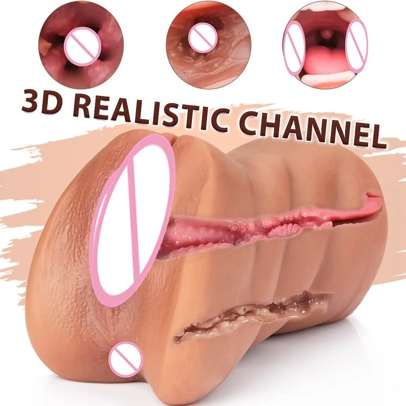 3D Flesh The Light Artificial Vagina Ass mouth Silicone 3 In 1 Adult Sex Toy Doll For Man Pocket Pussy Ass Male Masturbation
