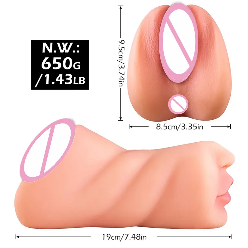 3D Flesh The Light Artificial Vagina Ass mouth Silicone 3 In 1 Adult Sex Toy Doll For Man Pocket Pussy Ass Male Masturbation