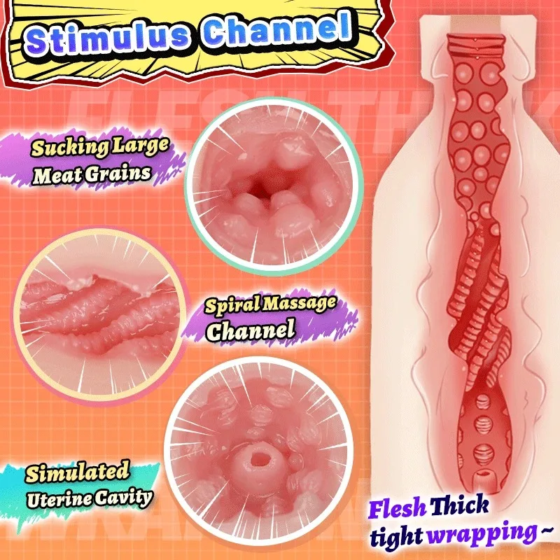 18 Bottle with True Vaginal Suction, Cartoon Toy, Male Masturbator, Manual Replacement Device, Genital Area, Masturbation Cup,