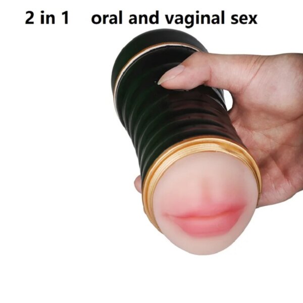 Flesh Real Vagin Light Lifelike Soft Pocket Pussy And Mouth Male Masturbator Sex Toys Men,Double Exual Intercourse Penis Trainer