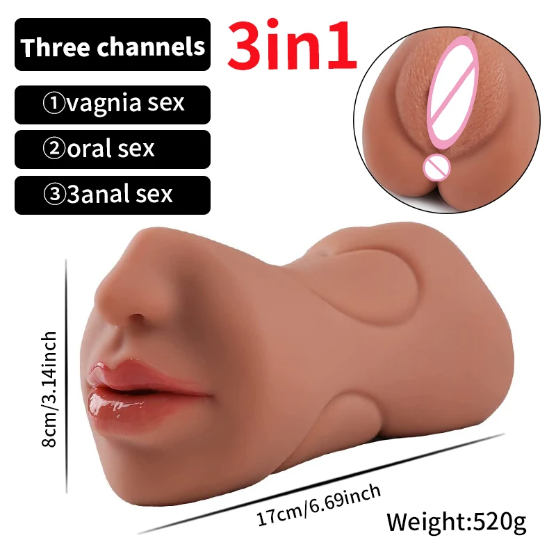 Dual Open Mouth Teeth Male Masturbator Realistic Silicone Real Pussy Sex Deep Sex Toys for Men Oral Masturbation Sex toy