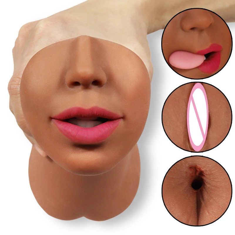 Dual Open Mouth Teeth Male Masturbator Realistic Silicone Real Pussy Sex Deep Sex Toys for Men Oral Masturbation Sex toy