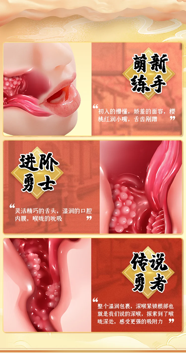 Dual Open Mouth Teeth Male Masturbator Realistic Silicone Real Pussy Sex Deep Sex Toys for Men Oral Masturbation Sex toy