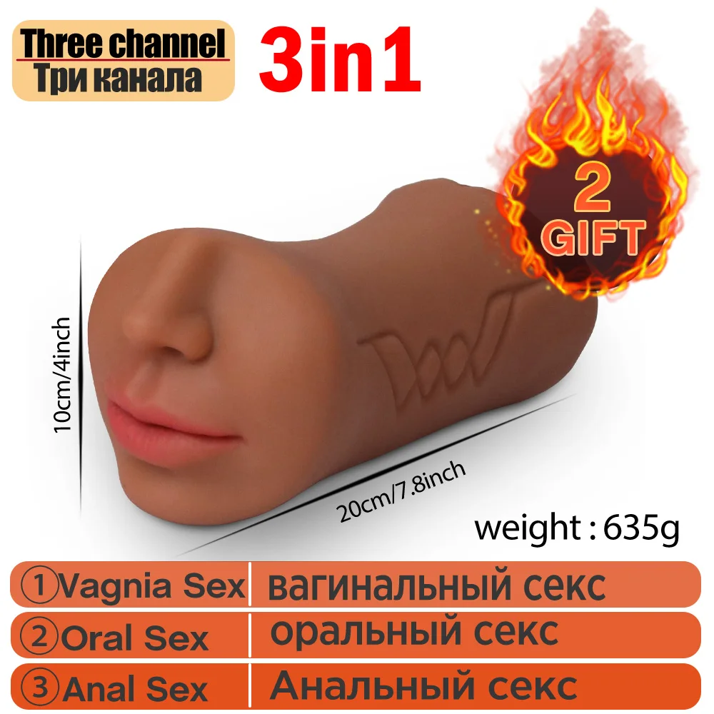 Dual Open Mouth Teeth Male Masturbator Realistic Silicone Real Pussy Sex Deep Sex Toys for Men Oral Masturbation Sex toy