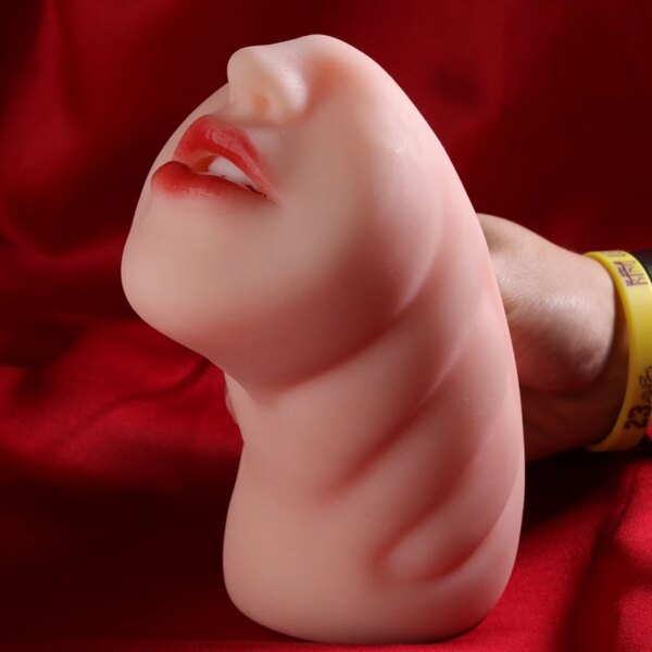 Dual Open Mouth Teeth Male Masturbator Realistic Silicone Real Pussy Sex Deep Sex Toys for Men Oral Masturbation Sex toy