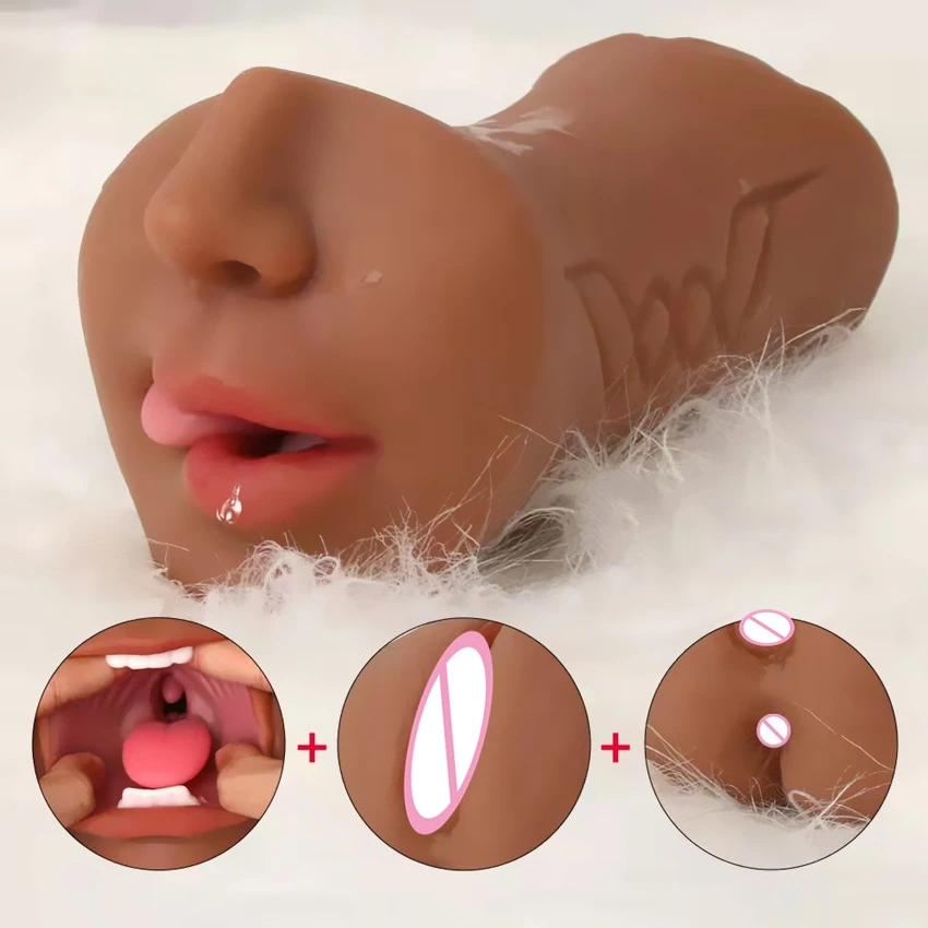 Dual Open Mouth Teeth Male Masturbator Realistic Silicone Real Pussy Sex Deep Sex Toys for Men Oral Masturbation Sex toy