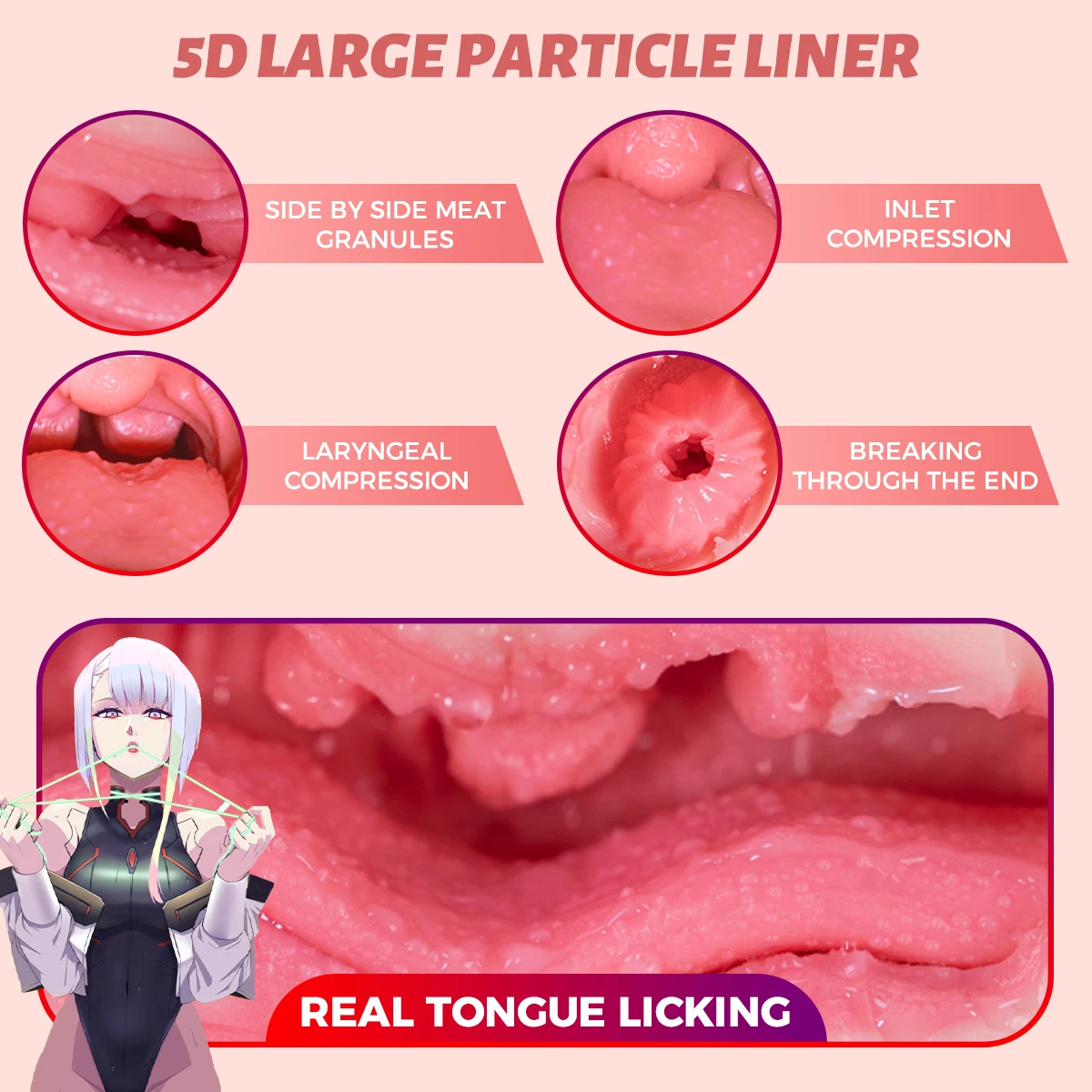 Pocket Pussy Male Masturbator 5D Deep Throat Blow Job Stroker Realistic Mouth with Super Long Tongue Adult Sex Toys for Man 리얼돌