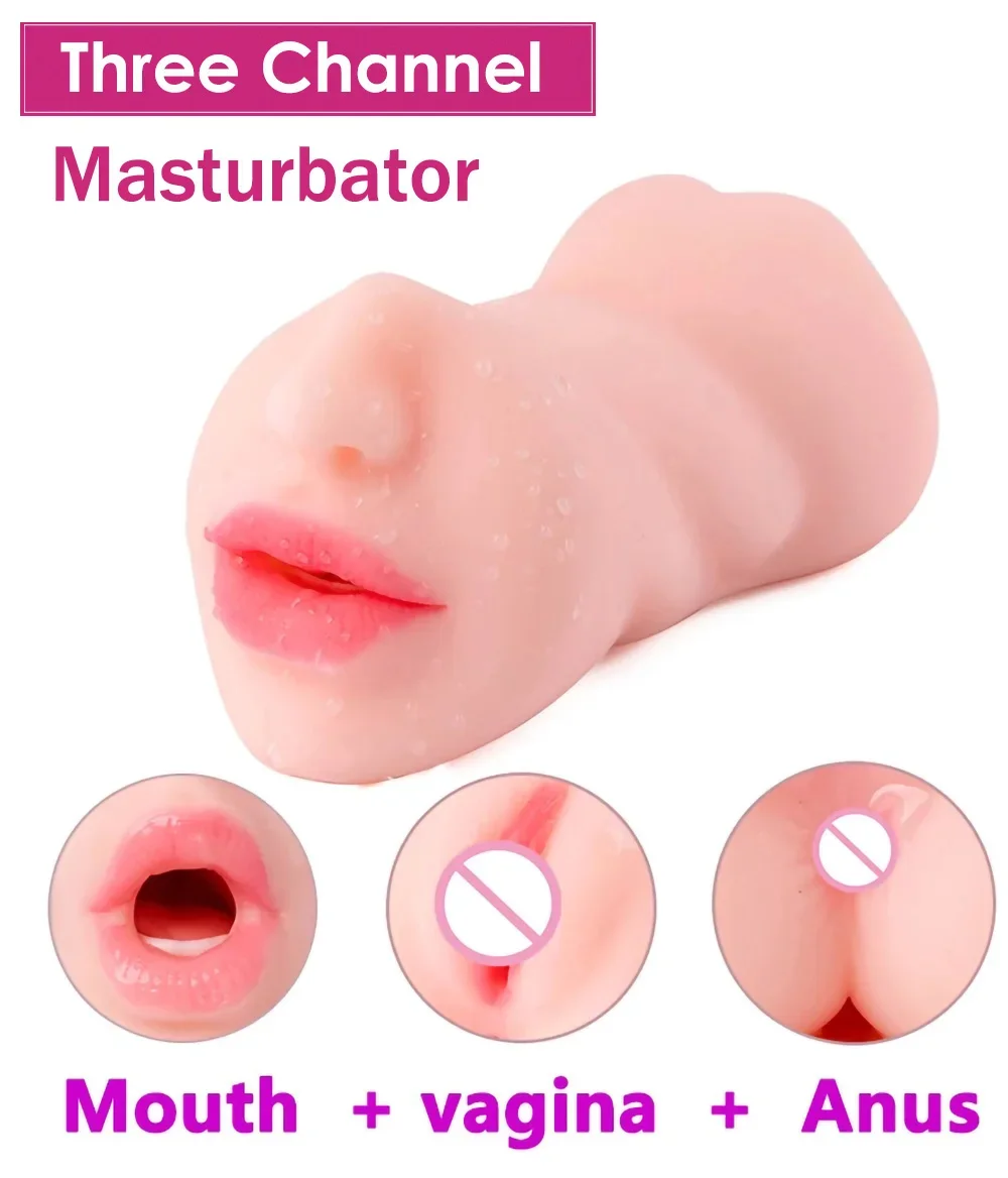 Male Masturbator 3 IN 1 Throatl Deep Pocket Pussy Sex Toys for Men 18+ hot Masturbation Cup Blowjob Vaginal Anus Oral Sex Rea Male Masturbator 3 IN 1 Throatl Deep Pocket Pussy Sex Toys for Men 18+ hot Masturbation Cup Blowjob Vaginal Anus Oral Sex Rea