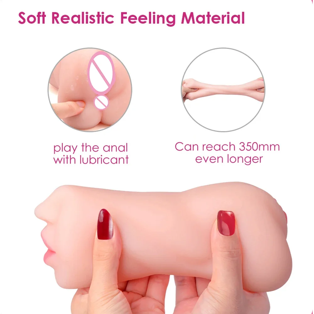 Male Masturbator 3 IN 1 Throatl Deep Pocket Pussy Sex Toys for Men 18+ hot Masturbation Cup Blowjob Vaginal Anus Oral Sex Rea Male Masturbator 3 IN 1 Throatl Deep Pocket Pussy Sex Toys for Men 18+ hot Masturbation Cup Blowjob Vaginal Anus Oral Sex Rea