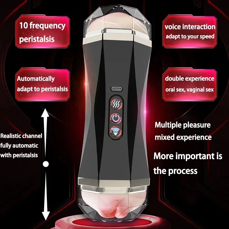 Automatic Sucking Male Blowjob Masturbation Equipment Pocket Pussy Machine Sex Toys Adult Goods for Men 남성 자동 자위기구 말하는섹스 남성자위컵