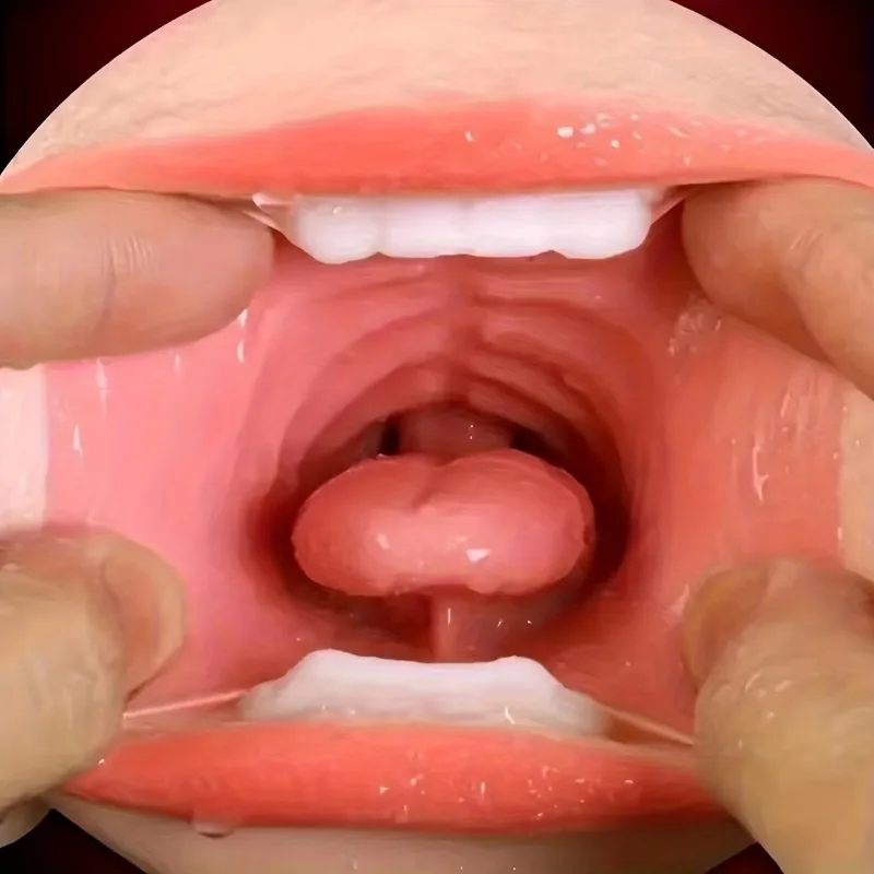 TPE Material Male Masturbator Cup 3D Realistic Double-headed Male Toy Mouth Tongue Texture Male Masturbator Tight Anus Sex Toy