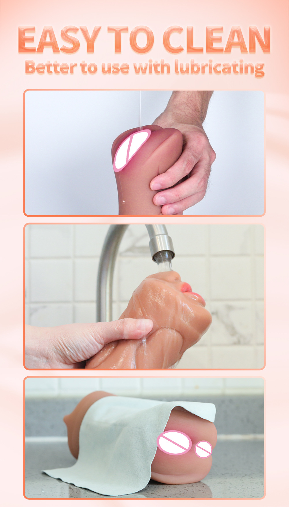 3in1 realistic mouth vagina anal plug male masturbator cup deep throat silicone dildo moves masturbation pleasure toys for men