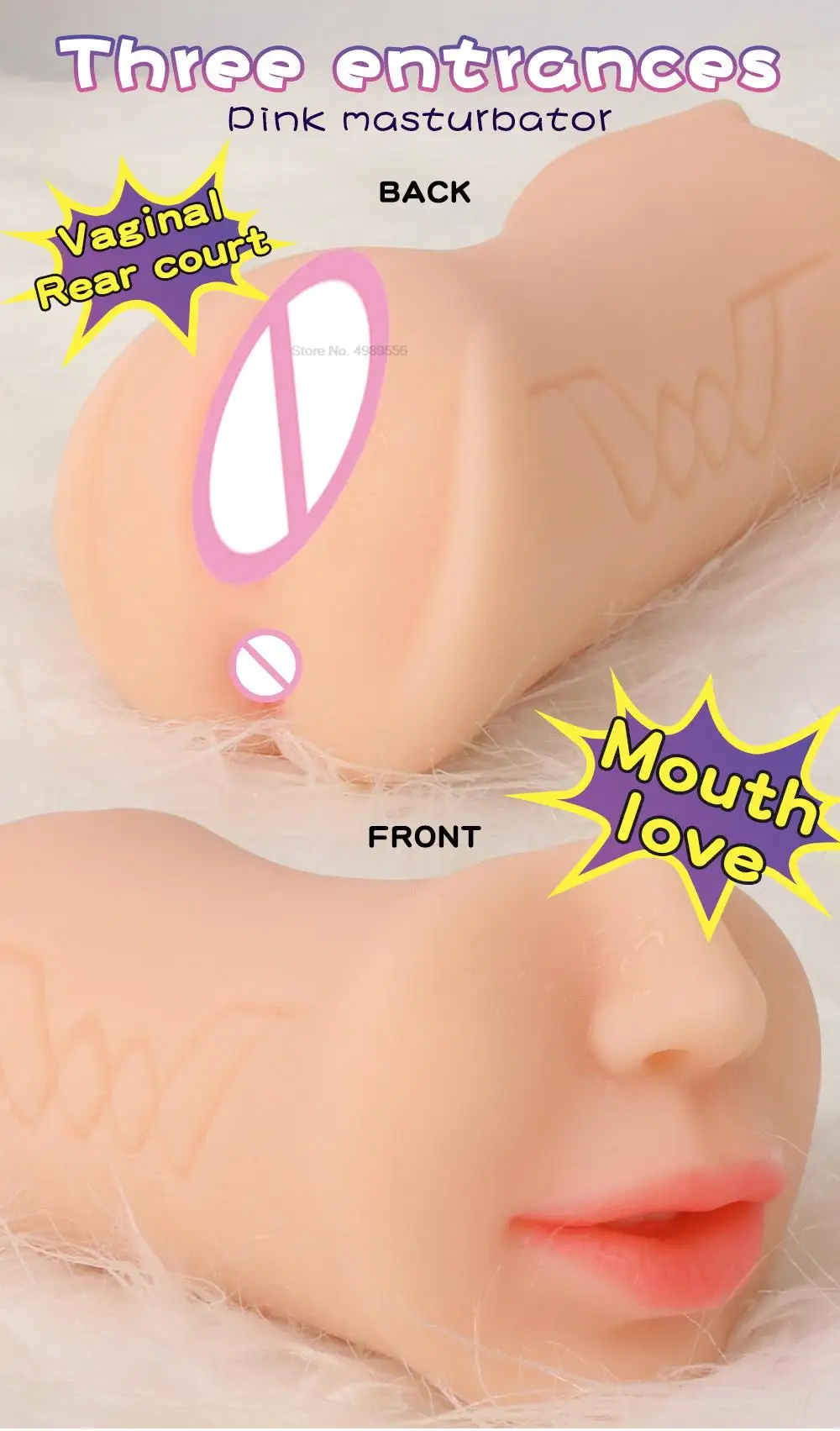 3 IN 1 Male Masturbator Silicone Vagina Real Pussy Open Mouth Teeth Realistic Sex Deep Sex Toys for Men Oral Masturbation Sextoy