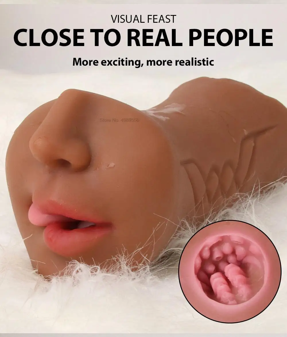 3 IN 1 Male Masturbator Silicone Vagina Real Pussy Open Mouth Teeth Realistic Sex Deep Sex Toys for Men Oral Masturbation Sextoy