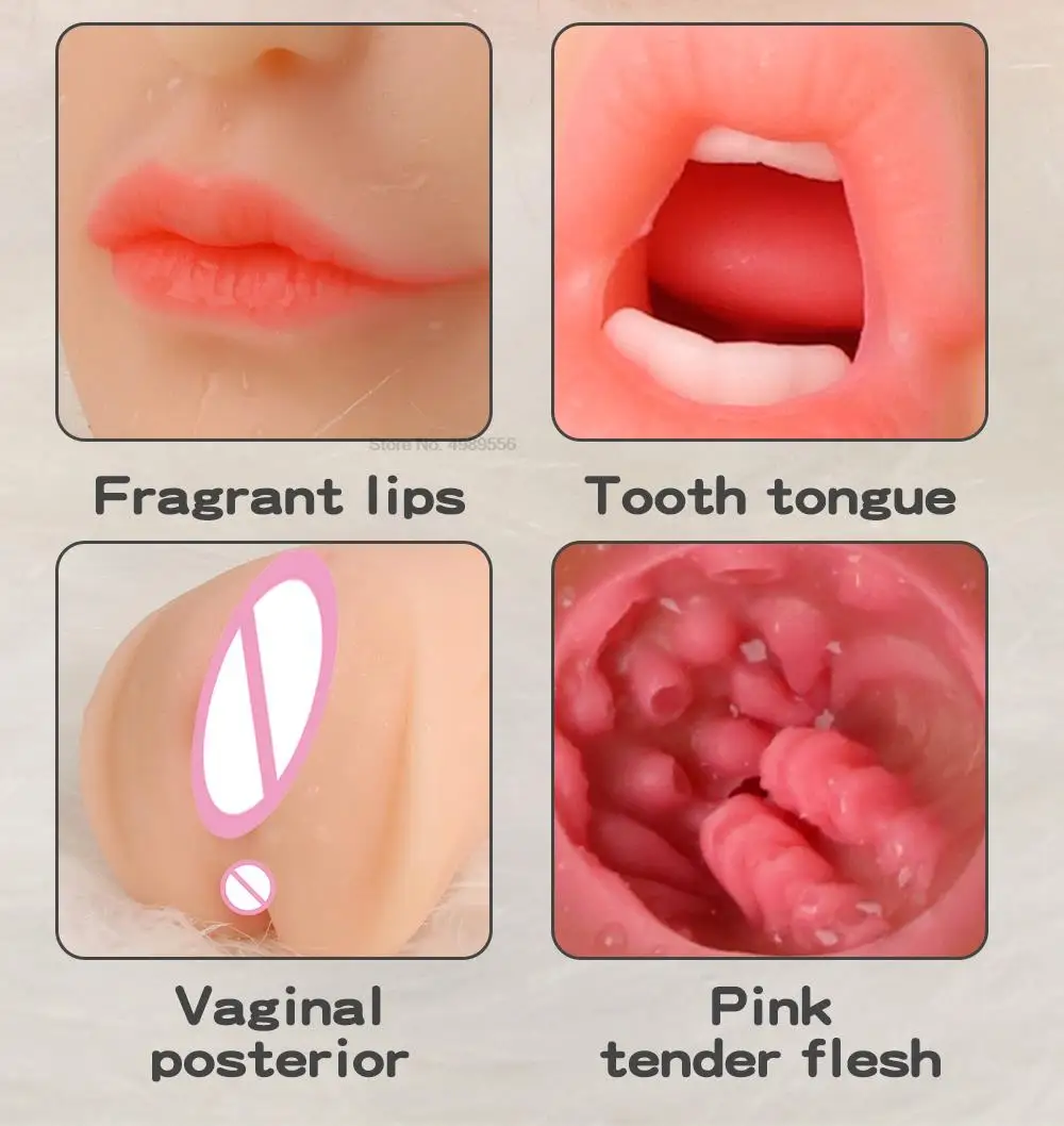 3 IN 1 Male Masturbator Silicone Vagina Real Pussy Open Mouth Teeth Realistic Sex Deep Sex Toys for Men Oral Masturbation Sextoy