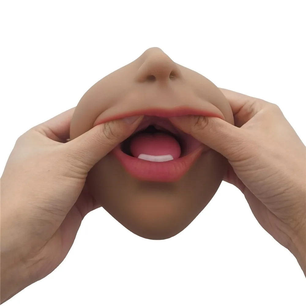 New 3D Mouth Blowjob Male Masturbator Real Deep Throat Oral Cup With Tongue Tooth Artificial Pocket Vagina Adult Sex Toy for Men