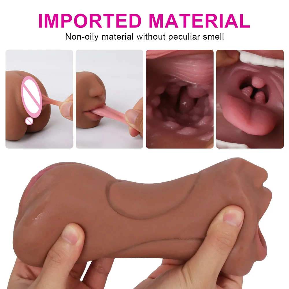 3 In 1 Male Masturbator Realistic Vagina Pocket Pussy Silicone Vaginas Mouth Anal Blowjob Masturbation Adult Sex Toys for Men 18