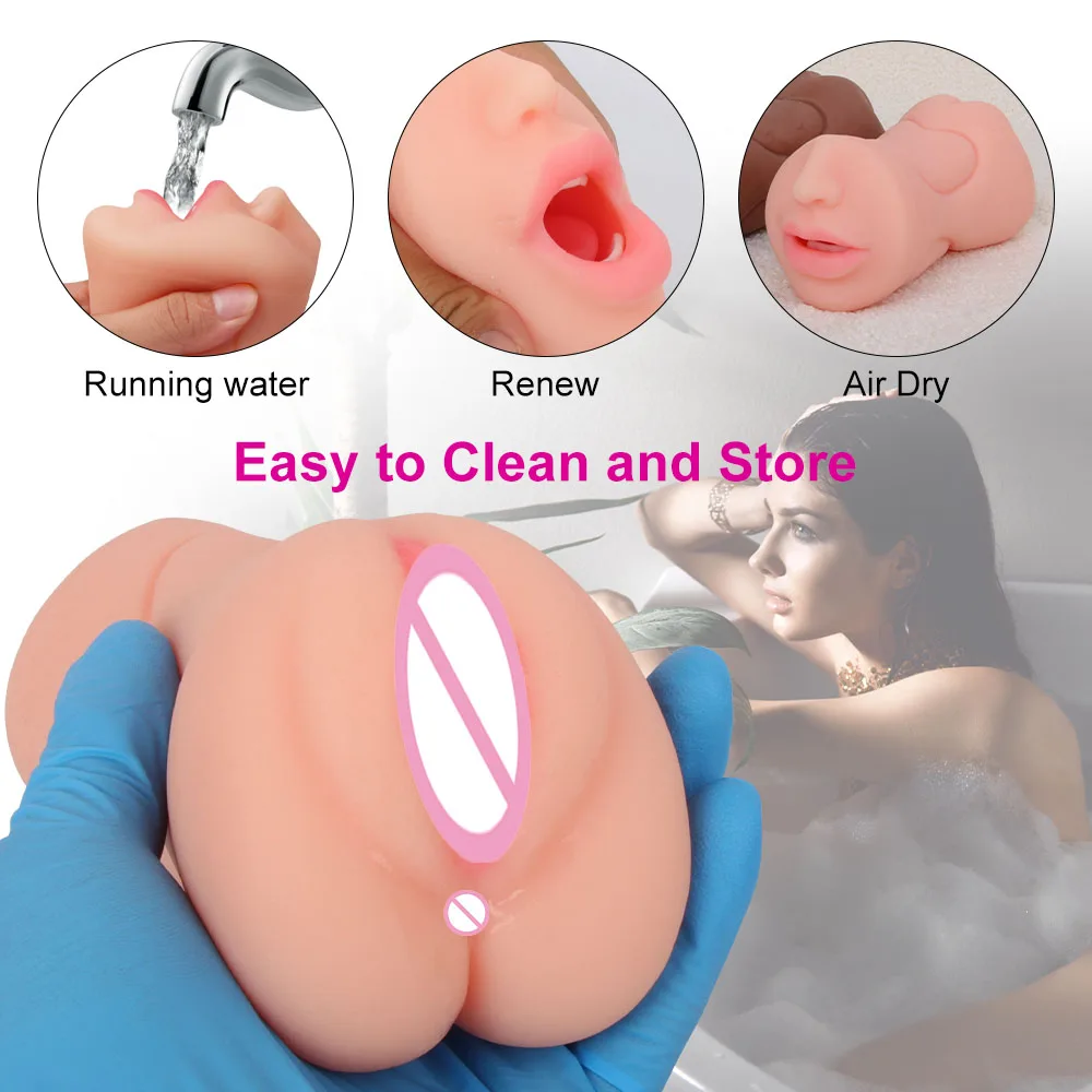 3 In 1 Male Masturbator Realistic Vagina Pocket Pussy Silicone Vaginas Mouth Anal Blowjob Masturbation Adult Sex Toys for Men 18