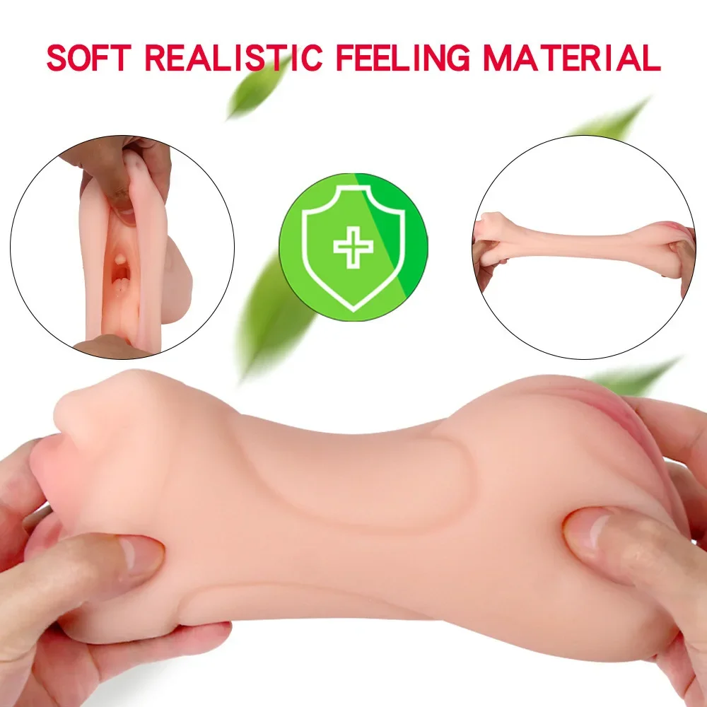Male Heatable 3 in 1 Mouth Vaginal Anal Masturator Adult Supplies Silicone Realistic Soft Pocket Pussy Adult Toys Men Sex Toys