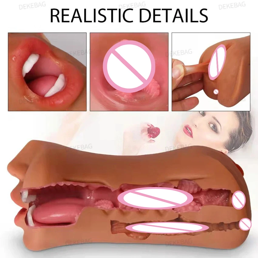 3 IN 1 Sex Toys Masturbation For Men Deep Throat Artificial Real Pussy Oral Male MasturbatorBlowjob Realistic Rubber Vagina