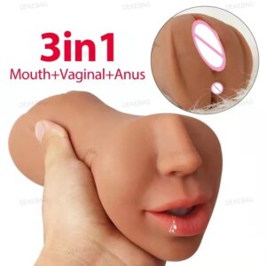 3 IN 1 Sex Toys Masturbation For Men Deep Throat Artificial Real Pussy Oral Male MasturbatorBlowjob Realistic Rubber Vagina