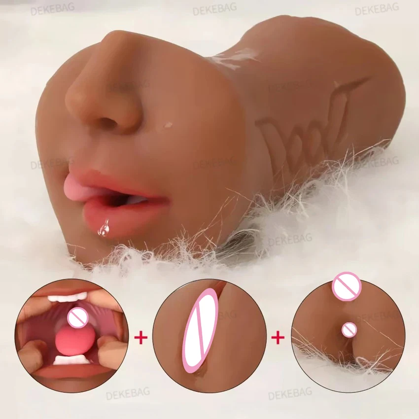 3 IN 1 Sex Toys Masturbation For Men Deep Throat Artificial Real Pussy Oral Male MasturbatorBlowjob Realistic Rubber Vagina