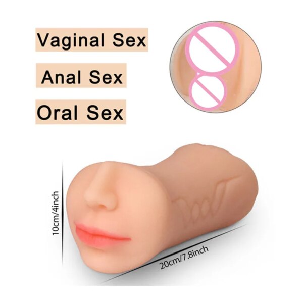 Male Masturbator 3 in 1 Vaginal Anus Pocket Pussy Blowjob Deep Throat Masturbation Sex Toys for men