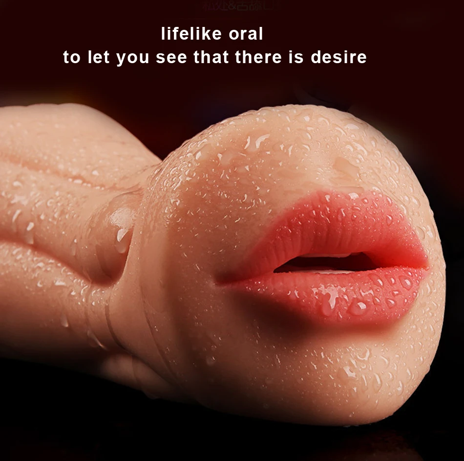 Sex Toy for Men real Realistic Vagina Oral Mouth Artificial Deep Throat with Tongue Teeth Silicone Male Masturbator Pocket Pussy