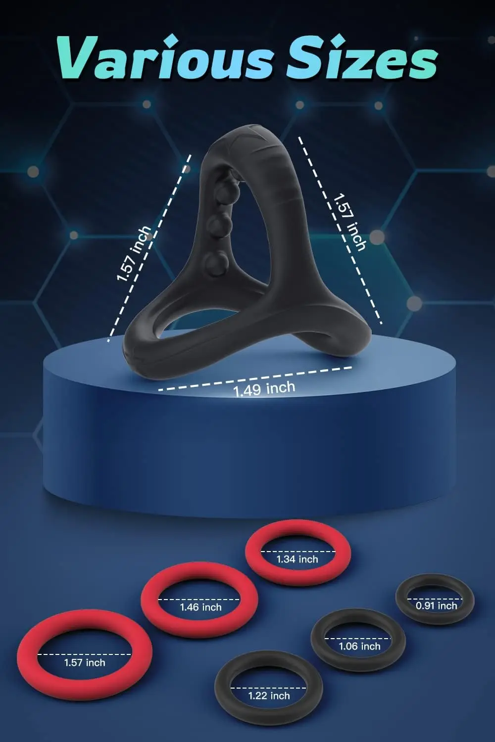 Silicone Cock Penis Rings with Enlargers Erection Enhancing Ultra Soft Long Lasting Strechy Adult Sex Toys for Men or Couples