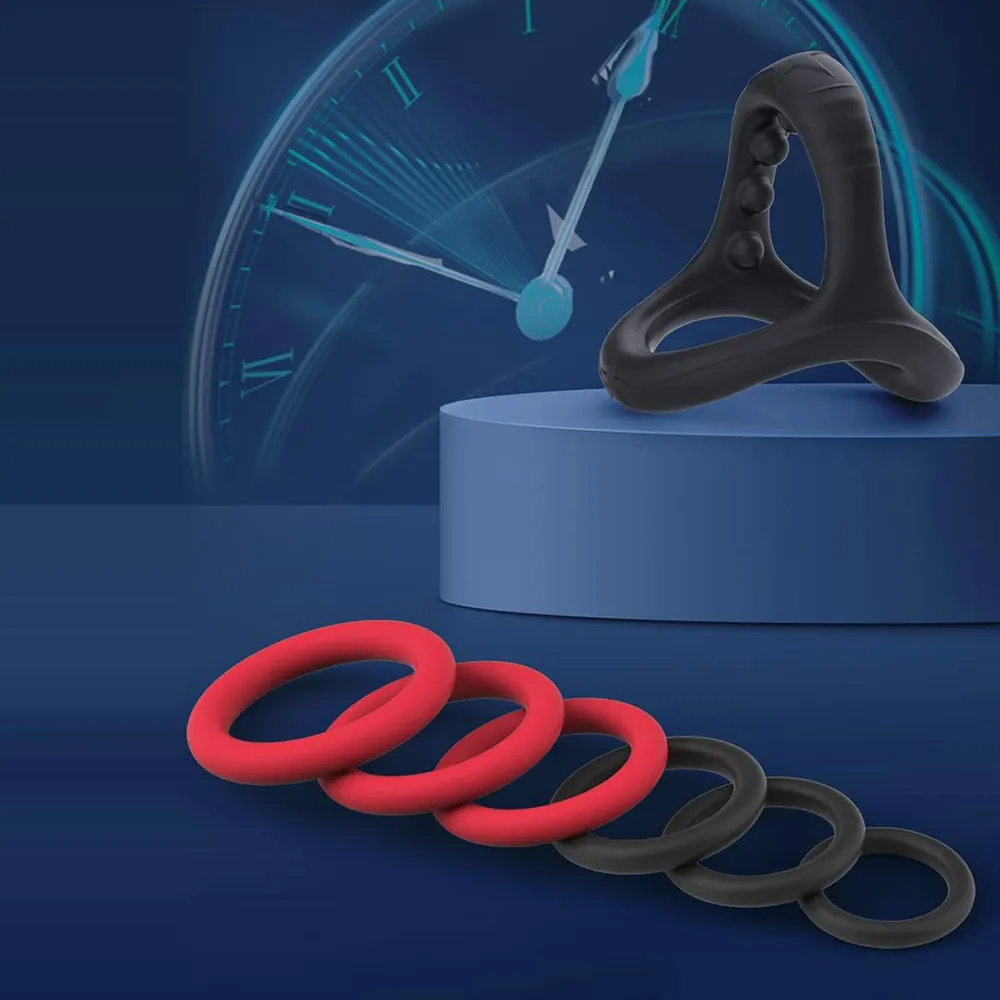 Silicone Cock Penis Rings with Enlargers Erection Enhancing Ultra Soft Long Lasting Strechy Adult Sex Toys for Men or Couples