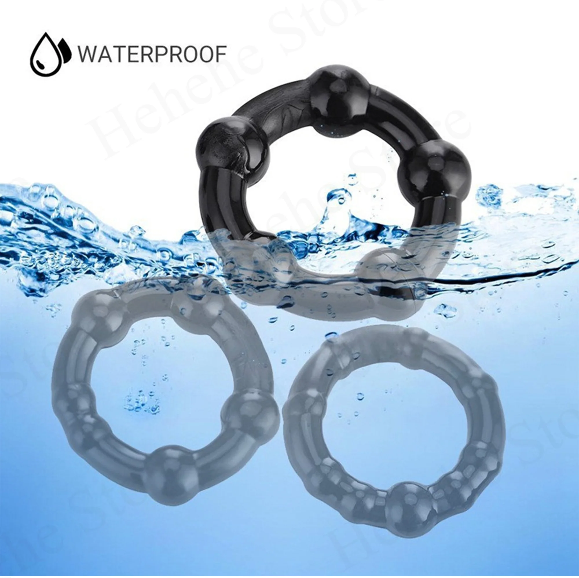 3 Pcs/Set Cock Penis Ring Bead Penis Ring Male Delay Ejaculation Lasting Silicone Erection Ring Sex Toys For Men Adults