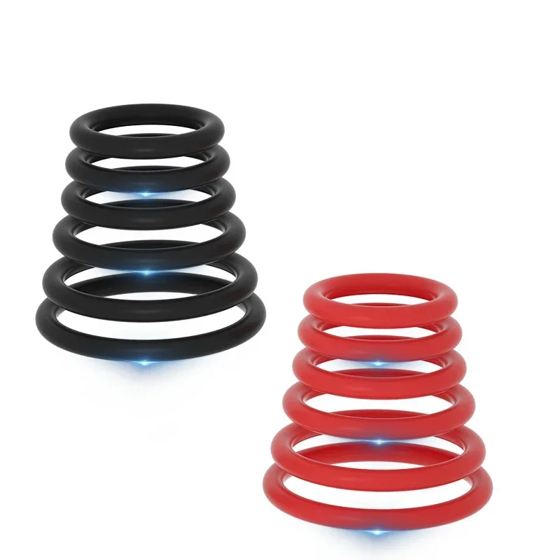 New 6pcs Silicone Penis Ring Ejaculation Delay Cock Rings Dick Erection Cockring Male Chastity Adult Sex Toys for Men