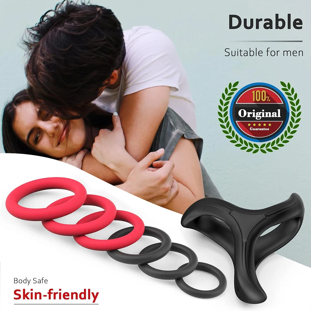 Couples Silicone Cock Penis Rings with Enlargers Erection Enhancing Ultra Soft Long Lasting Strechy Adult Sex Toys for Men