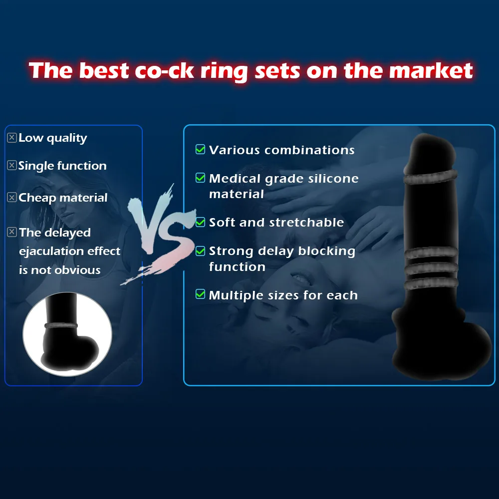 Newest Penis Ring Reusable Silicone Semen Cock Ring Penis Enlargement Delayed Ejaculation Sex Toys For Men Dick Enlarger Rings