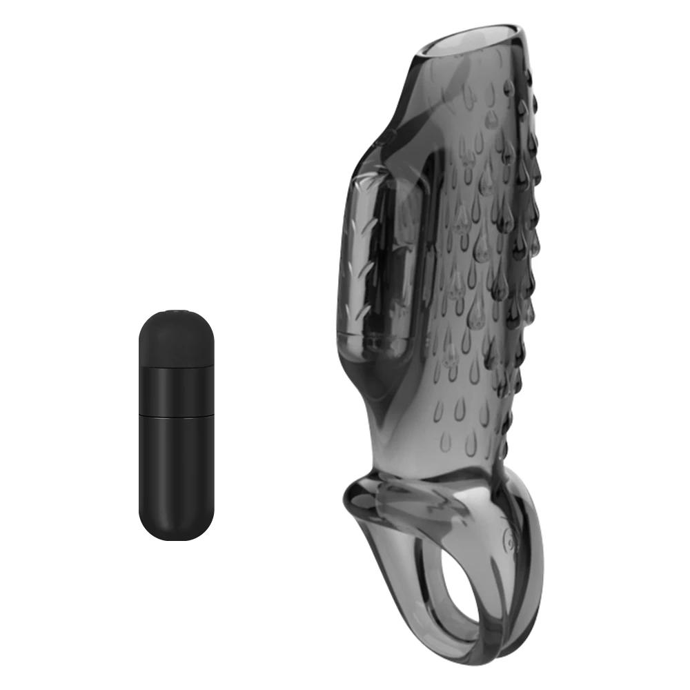 Triple Lock Male Delay Ejaculation Sex Toys For Men Couples Soft TPE Enlargement Extender Penis Vibrating Ring Cock Sleeve
