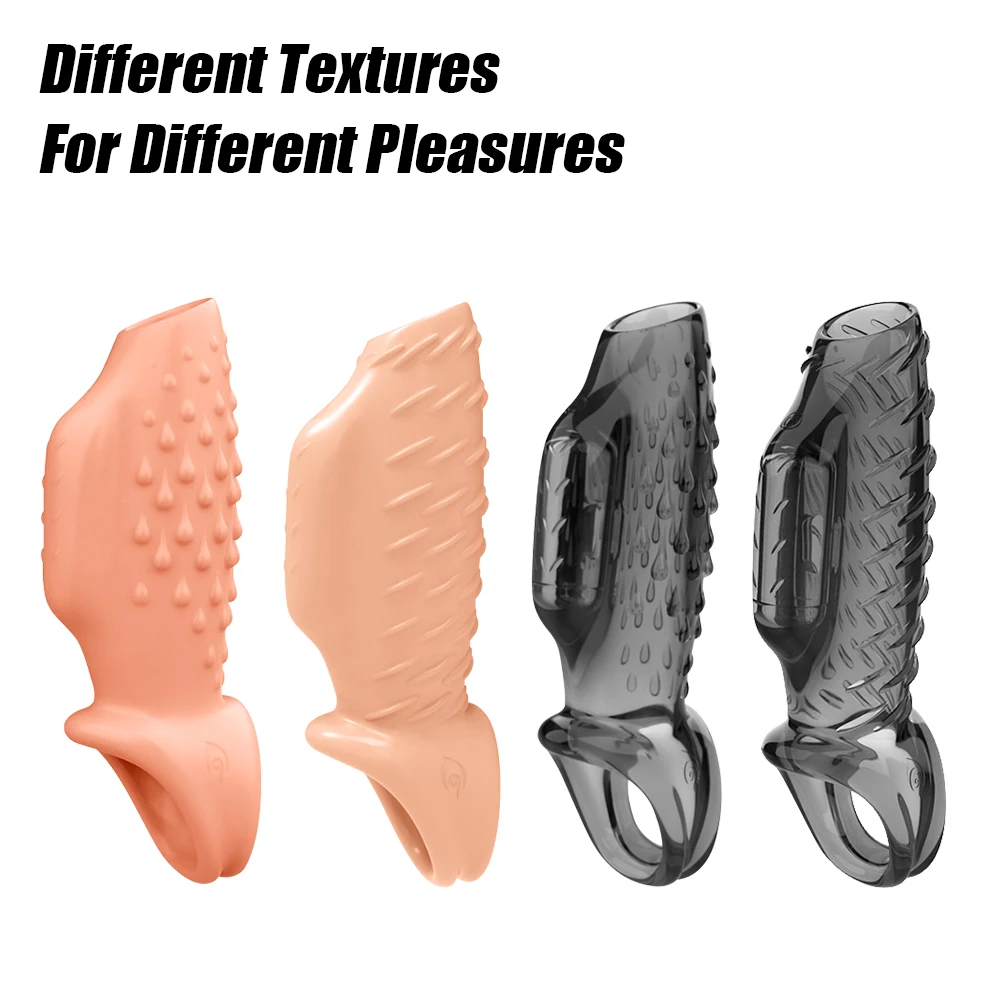 Triple Lock Male Delay Ejaculation Sex Toys For Men Couples Soft TPE Enlargement Extender Penis Vibrating Ring Cock Sleeve