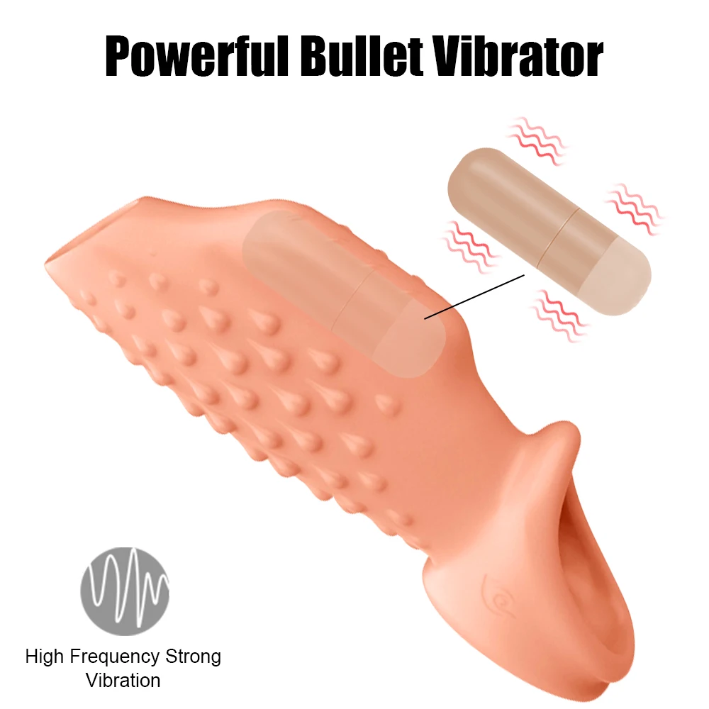Triple Lock Male Delay Ejaculation Sex Toys For Men Couples Soft TPE Enlargement Extender Penis Vibrating Ring Cock Sleeve