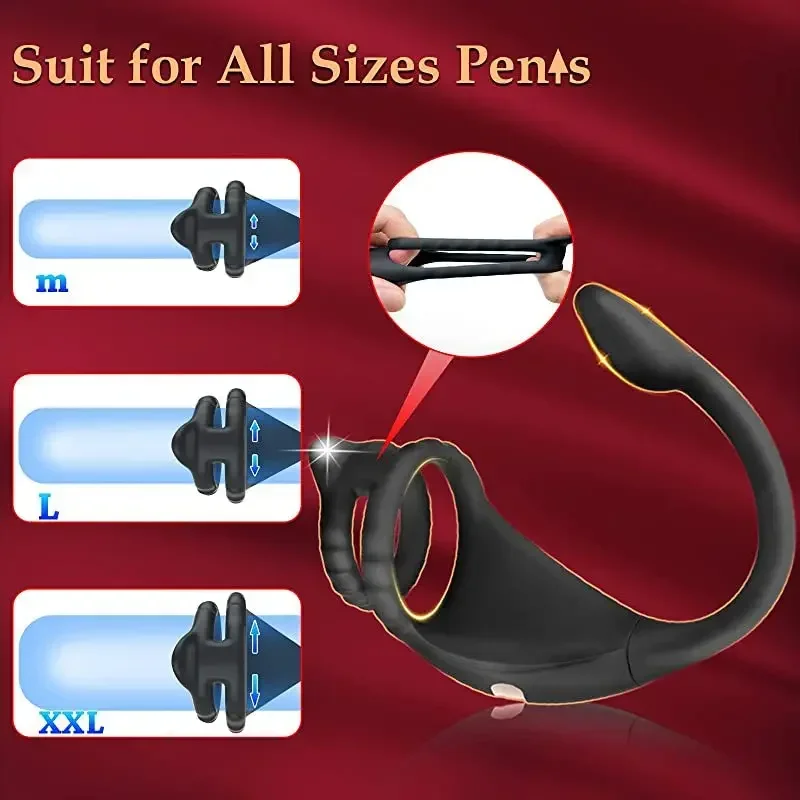 Prostate Massager Ring Male Vibrator Pleasure Penis Ring Anal Plug Backcourt Toy Rectal Stimulation Butt Plug Sex Toy Cock Ring