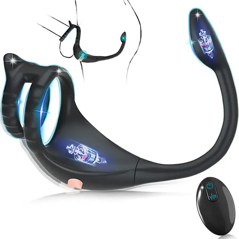 Prostate Massager Ring Male Vibrator Pleasure Penis Ring Anal Plug Backcourt Toy Rectal Stimulation Butt Plug Sex Toy Cock Ring