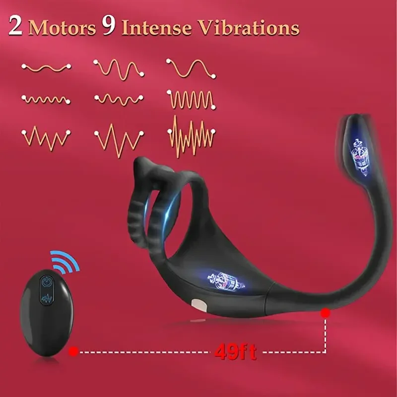 Prostate Massager Ring Male Vibrator Pleasure Penis Ring Anal Plug Backcourt Toy Rectal Stimulation Butt Plug Sex Toy Cock Ring