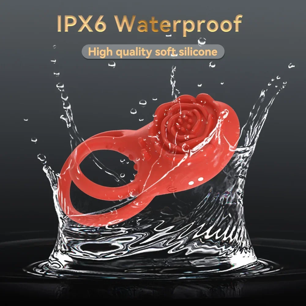 Vibrating Cock Ring with Rose Clitoral Stimulator, Pleasure Penis Ring Vibrator Couples Adult Sex Toys for Men Women Adult Toys