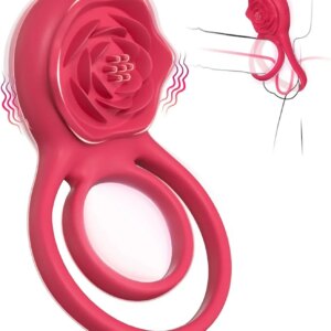 Vibrating Cock Ring with Rose Clitoral Stimulator, Pleasure Penis Ring Vibrator Couples Adult Sex Toys for Men Women Adult Toys