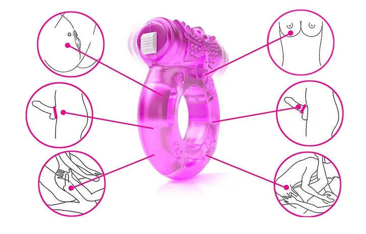 Soft TPE Male delay Penis ring Vibrating Clitoral Stimulator Strong Penis Erect Cock Ring Cage Semen Lock Ring Sex Toys For Men