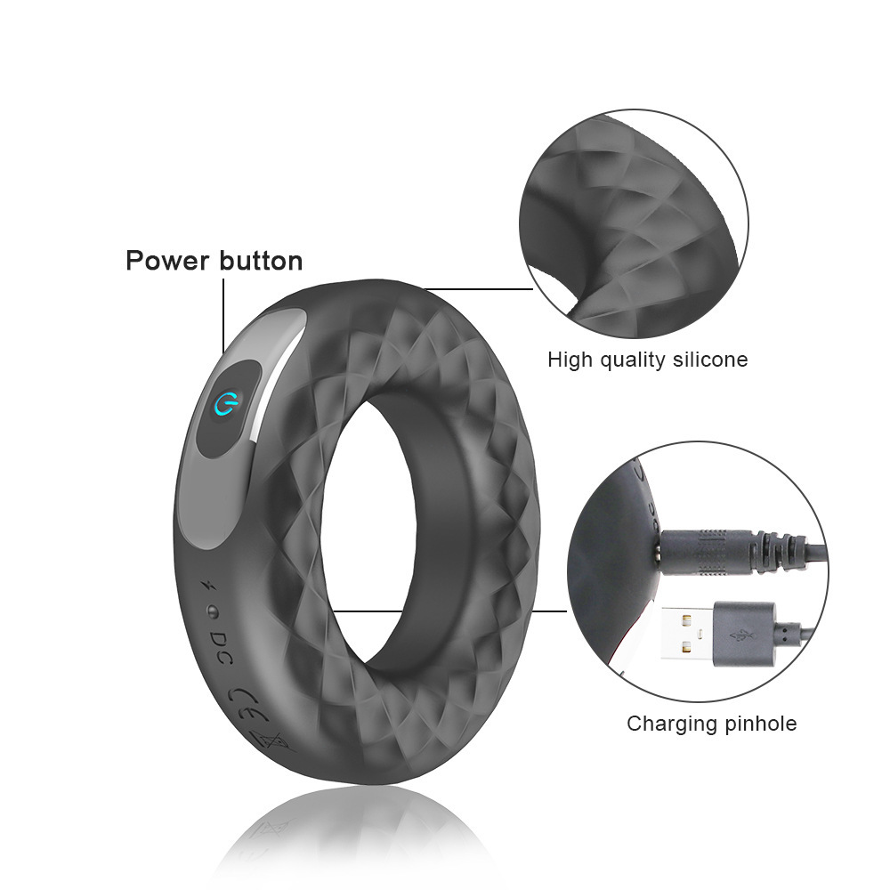 USB Charging Silicone Vibration Penis Ring Men Penis Lock Ring Electric Cock Ring Vibrator Dick Lock Ejaculate Delay Erection