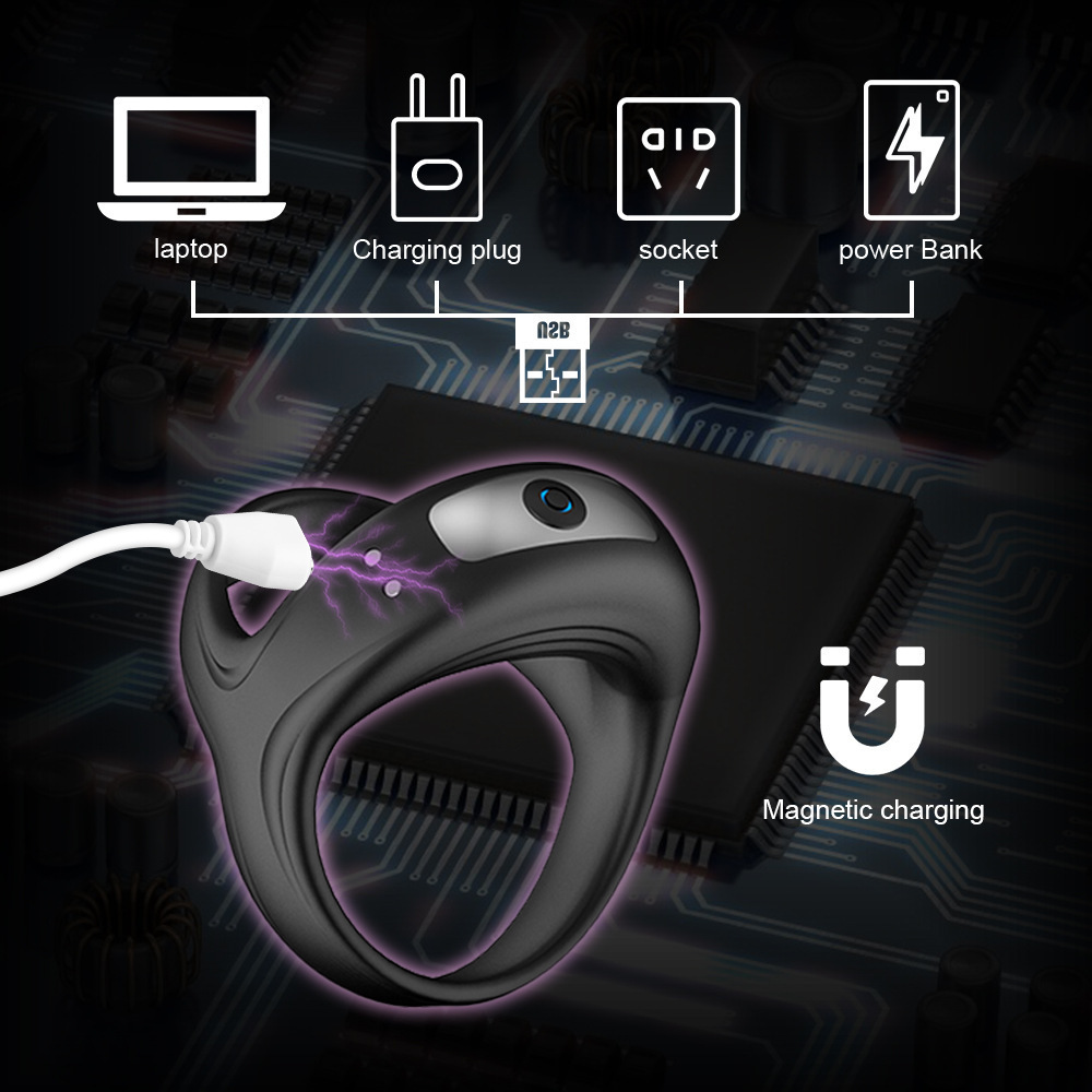 USB Charging Silicone Vibration Penis Ring Men Penis Lock Ring Electric Cock Ring Vibrator Dick Lock Ejaculate Delay Erection