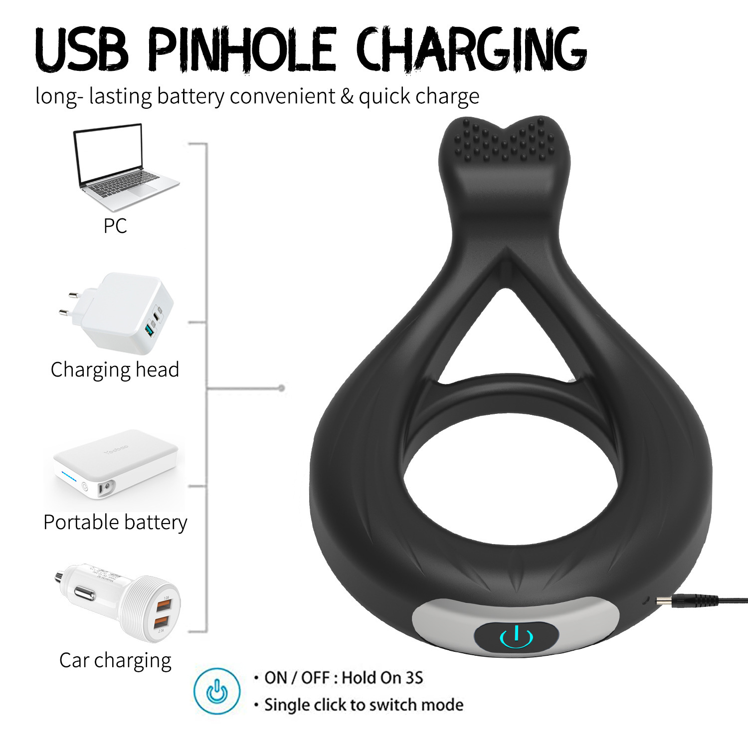 USB Charging Silicone Vibration Penis Ring Men Penis Lock Ring Electric Cock Ring Vibrator Dick Lock Ejaculate Delay Erection