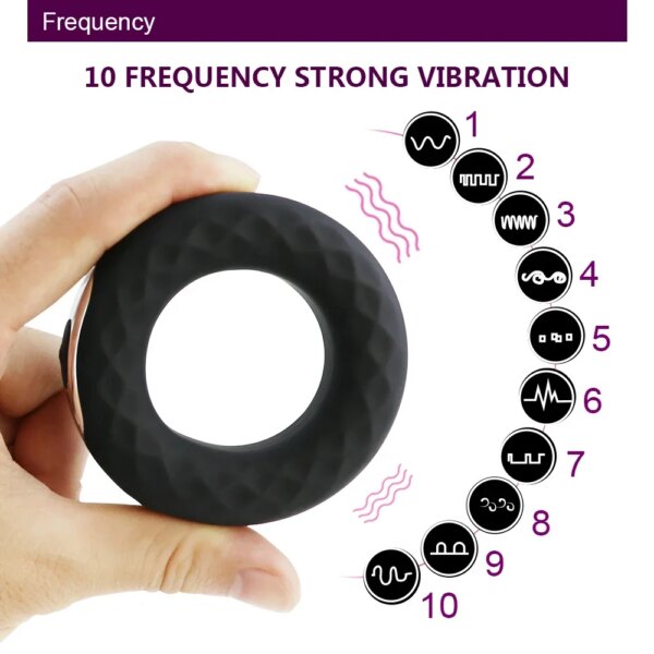 USB Charging Silicone Vibration Penis Ring Men Penis Lock Ring Electric Cock Ring Vibrator Dick Lock Ejaculate Delay Erection