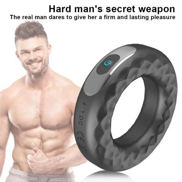 USB Charging Silicone Vibration Penis Ring Men Penis Lock Ring Electric Cock Ring Vibrator Dick Lock Ejaculate Delay Erection