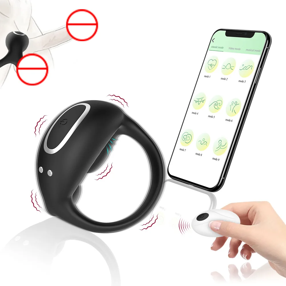 Barugo APP Remote Control Three Vibration Wear Rechargeable Silicone Men's Delay Lock Fine Ring Adult Products Factory