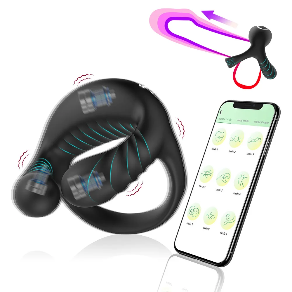 Barugo APP Remote Control Three Vibration Wear Rechargeable Silicone Men's Delay Lock Fine Ring Adult Products Factory